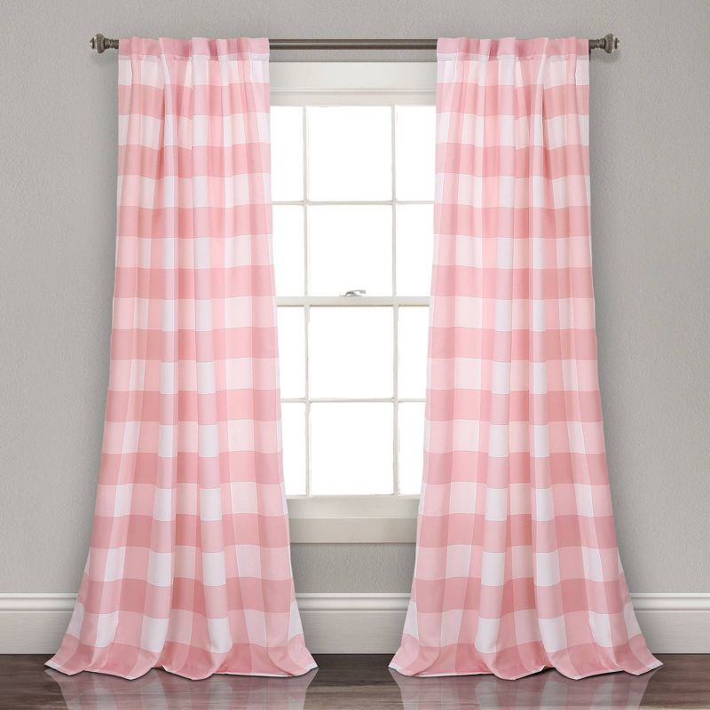 Set of 2 Kelly Checker Light Filtering Window Curtain Panels - Lush Décor, 1 of 13