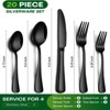 BRINJOY 20-Piece Black Stainless Steel Silverware Set - Mirror Polished Cutlery Set for 4, Dishwasher Safe - 2 of 4