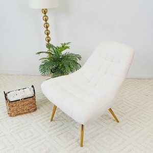 CAVINAS Boucle Accent Chair with Tufted Back and Metal Legs,Modern Upholstered Living Room Chairs,Reading Chairs for Living Room - 1 of 4