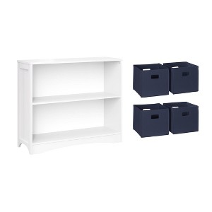 RiverRidge Kids' Playroom Horizontal Toy Organizer Bookshelf with Open Storage Shelves with 4 Fabric Bins - 1 of 4