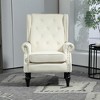 Modern Accent Chair with Rubber Wood Legs, Stylish Button-Tufted Lounge Armchair for Living Room & Bedroom - ModernLuxe - 2 of 4