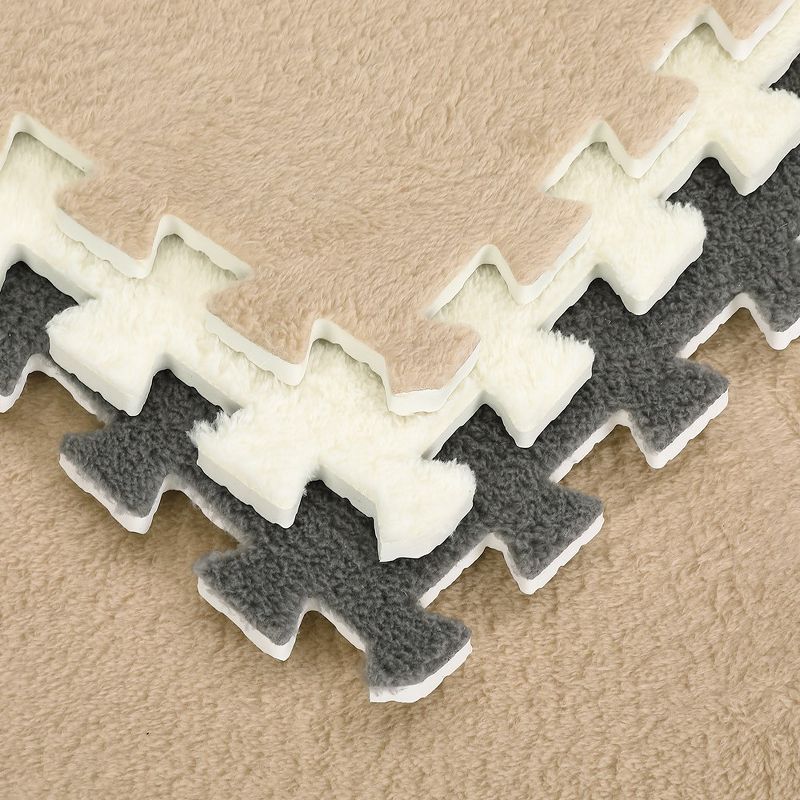 Plush Puzzle Foam Floor Mat 16 Pcs Plush Foam Interlocking Mat Climbing Area Rugs EVA Foam Interlocking Tiles, 1' x 1', 4 of 9