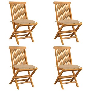 vidaXL Patio Chairs with Beige Cushions 4 pcs Solid Teak Wood - 1 of 1