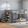 NicBex Twin Over Twin/Full Over Full Bunk Bed with Built-in Design and Fence,Loft Bed with 4 Drawers and 3 Shelves for Bedroom,White/Gray/Espresso - 2 of 4