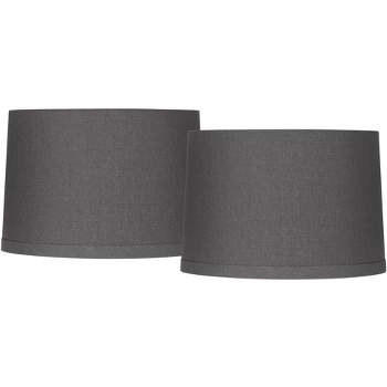 Springcrest Set of 2 Tapered Drum Lamp Shades Gray Medium 15" Top x 16" Bottom x 11" High Spider with Replacement Harp and Finial Fitting