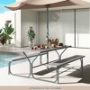 Costway 6 FT Picnic Table Bench Set Outdoor Dining Table & 2 Benches with Metal Frame Green/White/Black/Grey - 4 of 4