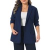 Women's Plus Size Lapel Button Down Long Sleeves Business Casual Suit Blazer with Pockets - Agnes Orinda - 2 of 4