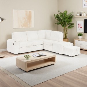 94" L-Shaped Sectional Sofa Bed with Storage & USB - 1 of 4
