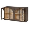 Storage Buffet Cabinet With Glass Doors And Shelves,Arched Cabinet With Adjustable Shelves,Distressed Wooden Cabinet With 4 Doors-Maison Boucle - 4 of 4