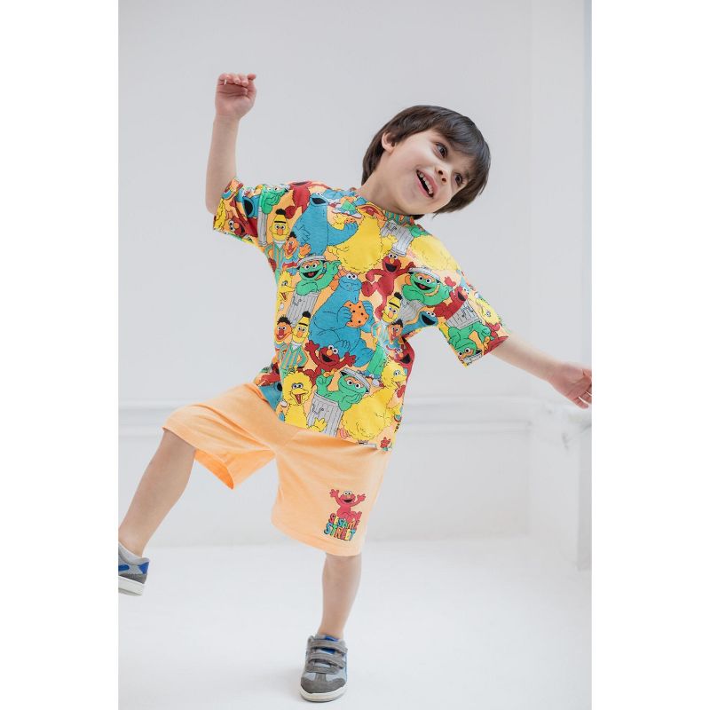 Sesame Street Oscar the Grouch Elmo Bert and Ernie Graphic T-Shirt and Shorts Outfit Set Infant to Little Kid, 5 of 8