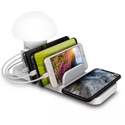 Trexonic 3-in-1 Desk Organizer with Wireless Charging Station and Reading Light