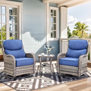 Outdoor Swivel Rocker Chair with 6 Inch Thick Cushion 2 in 1 Porch Glider Swivel Chair - Wicker Patio Furniture Patio Swivel Glider Seating - 1 of 4