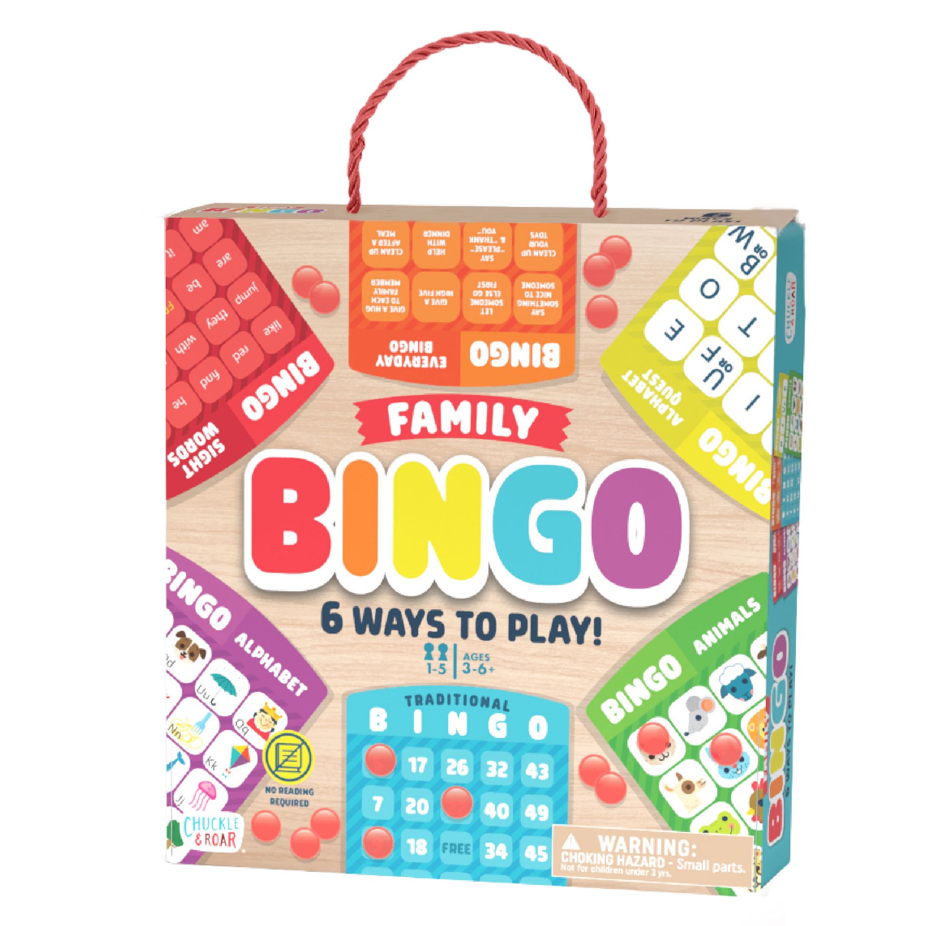 Chuckle & Roar Family Bingo Game - Kids Board Game with Multiple Ways to Play Ages 3-6+