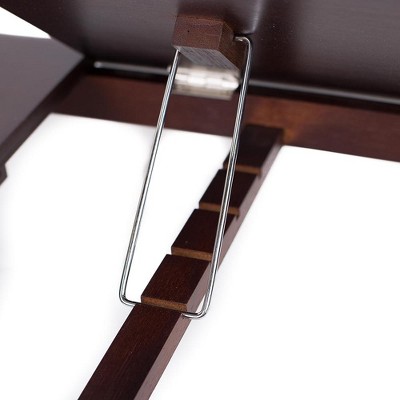 Adjustable Walnut Bamboo Laptop Bed Tray with Storage Drawer