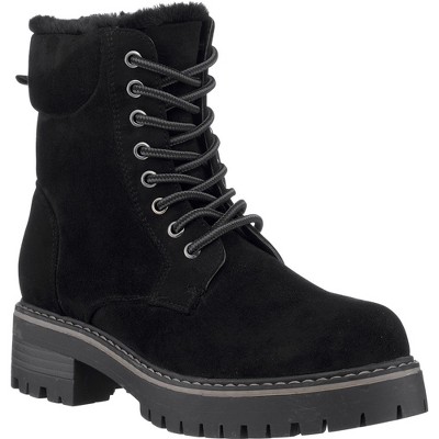 Gc Shoes Camila Black 7 Fur Rimmed Lace Up Ankle Boots : Target