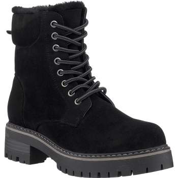GC Shoes Camila Fur Rimmed Lace Up Ankle Boots
