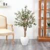 Nearly Natural 53-in Olive Artificial Tree in White Planter - 3 of 4