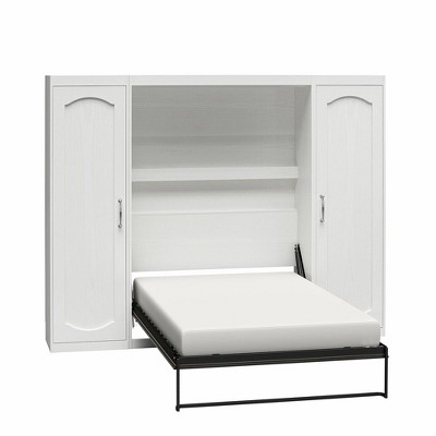 Full Her Majesty Wall Bed Combo with 2 Side Storage Wardrobes White -  Novogratz