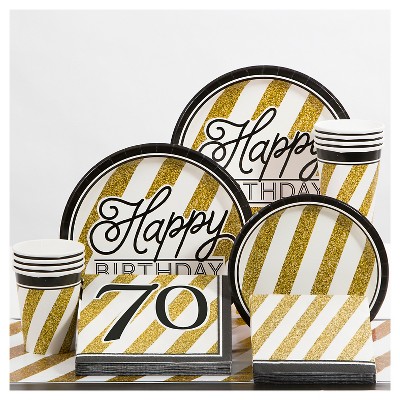 70th Birthday Party Decorations Kit Black Gold Target