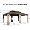 PURPLE LEAF Garden Bronze Double Roof Aluminum Frame Pavilion And Khaki Curtain  Outdoor Hardtop Gazebo - 3 of 4