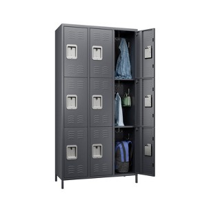 SUXXAN Metal Lockers for Employees School Office Gym Home lockers Storage,9 Doors Lockers with 18 Hooks,Assembly Required - 1 of 4