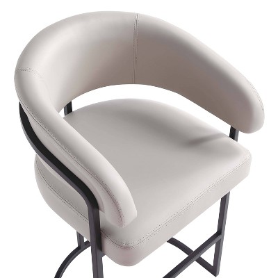 Augusta Light Gray Leatherette Barstools with Metal Frame, Set of 3