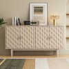 CENGHU Modern Buffet Cabinet, Storage Cabinet Sideboard with 4 Convex Pattern Doors and 2 Silver Handle, for Living Room, Dining Room - image 2 of 4