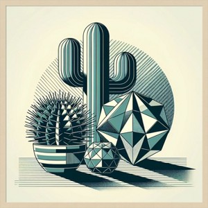 Amanti Art Succulents in Angled Vases by David Galan Wood Framed Wall Art Print - 1 of 4