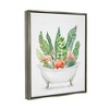 Stupell Industries Tropical Flamingoes Bathtub Plants Floating Frame Canvas Art, Gray, 17" x 21" - 2 of 4
