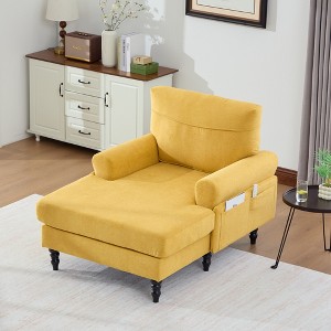 KTMBDW Chaise Lounge Chair Indoor, 49" Chenille Upholstered Sofa Bed for Living Room, Movie Room, Bedroom with 4 Storage Pockets - 1 of 4