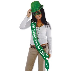 Beistle Irish Whiskey Makes Me Frisky! Satn Sash, 33" x 4", (3/Pkg) Multicolored - 1 of 1