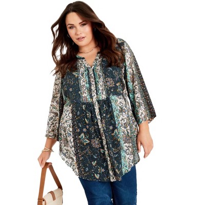 Avenue Women's Plus Size Mae Print Tunic - 18, First Blush
