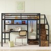 Whisen Full Size Loft Bed with LED Light, Charge Station, Desk & Staircase, Wardrobe for Kids - 2 of 4
