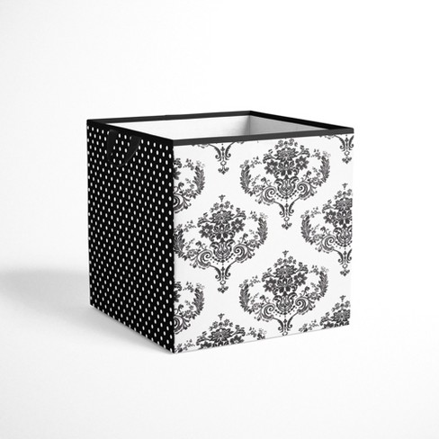 Bacati - Storage Tote (Small 10 x 10 x 10 Inches, Classic Damask Black/White)