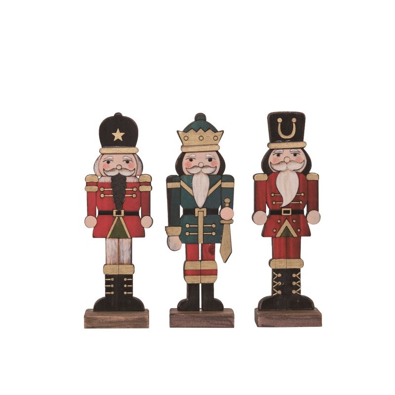 Transpac Christmas Nutcracker King Solider Wood Tabletop Figurines Decorations Set of 3 Small, 7.1H inches, 1 of 4