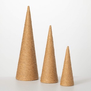 12"H  18.5"H & 24.5"H Sullivans Christmas Rope Tabletop Christmas Trees Set of 3  Natural - 1 of 4