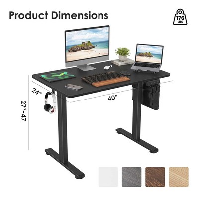 Product dimensions and layout of desk
