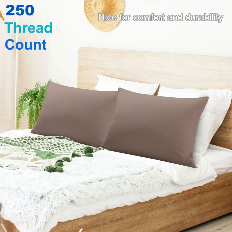 PiccoCasa Cotton Pillow Cover Cases Zippered Pillowcases 2 Pcs, 2 of 7