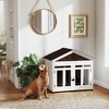 PawHut 40"L Dog House Outdoor Indoor, Wooden Dog Kennel for Small, Medium, Large Dogs, with Air Vents & Elevated Removable Floor, Magnetic Doors - 2 of 4
