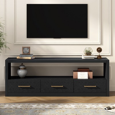 Sapphtopaz Modern TV Stand for TVs Up to 79" Storage Cabinet with 3 Drawers TV Console with Large Open Shelf Table for Living Room, Entryway