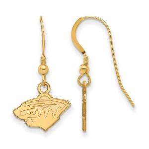 Black Bow Jewelry 14k Yellow Gold Plated Sterling Silver Minnesota Wild NHL Dangle Earrings - 1 of 3