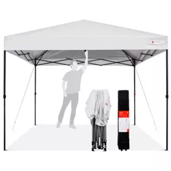 Best Choice Products 10x10ft Easy Setup Pop Up Canopy Instant Portable Tent w/ 1-Button Push, Wheeled Carry Case - White