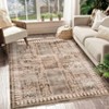 Washable Vintage Living Room Rugs,Floral Print Retro Accent Bedroom Carpet, Large Non Slip Area Rug for Kitchen Dining Room - 2 of 4