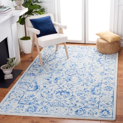 Hand-Tufted Blue and Beige Wool 4' x 6' Area Rug