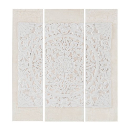 Decoración Pared Circulo Tallado Mandala En Madera 87x87cm - Blanco con  Ofertas en Carrefour