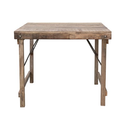 Storied Home Wood Square Folding Table Natural: No Assembly, 4 Point Leg, 36x36 Inch, Adult Use