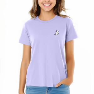 DALIX Heartly Ghost Embroidered Soft Cotton Short Sleeve T Shirt Womens - 1 of 4