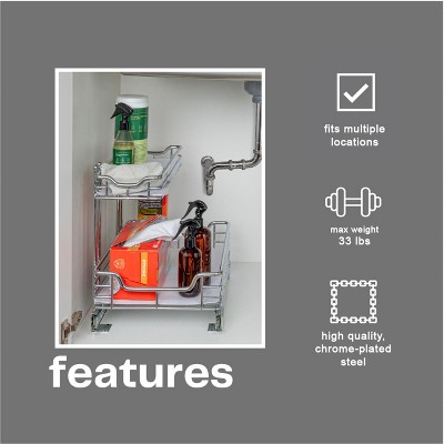 Chrome-Plated Steel 2-Tier Pull-Out Under Sink Organizer