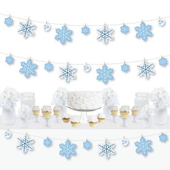 Big Dot of Happiness Blue Snowflakes - Winter Holiday Party DIY Decorations - Clothespin Garland Banner - 44 Pieces
