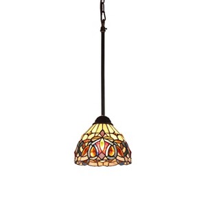 Chloe Lighting Serenity Victorian Tiffany-Style Dark Bronze 1 Light Mini Pendant 8" Wide - 1 of 4